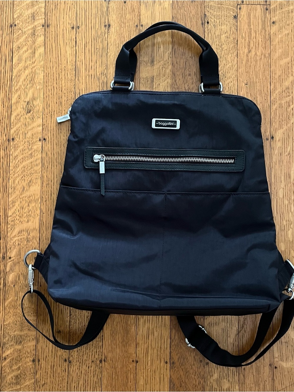Baggallini Black Jessica Convertible Nylon Backpack Tote